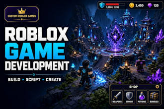 develop full roblox game, build roblox game, roblox game creation and scripting