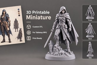 create a 3d printable miniature figurine, custom stl character for tabletop rpg