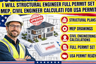 structural engineer full permit set mep, civil engineer calculati for USA permit