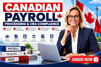 process canadian payroll, calculate cpp ei and prepare payroll reports