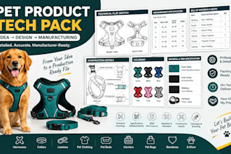 create a professional pet product tech pack for manufacturing