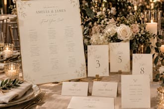 design modern wedding seating charts and table numbers in canva