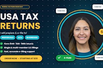 prepare and efile USA tax returns for individuals, llcs and business tax filings