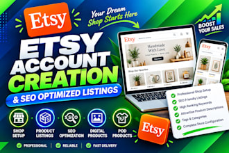 create etsy account etsy store etsy listing etsy SEO and digital products