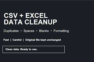clean format and organize your excel or CSV data