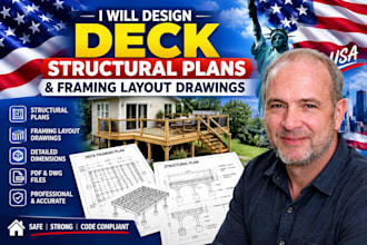 design deck structural plans and framing layout drawings
