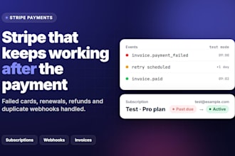 integrate stripe payments and subscriptions that handle failed renewals