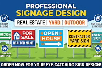 design real estate yard sign, open house sign and lawn signage