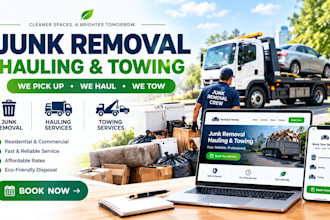 design junk removal website, hauling and towing website with booking