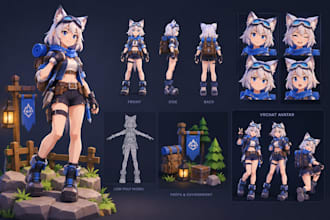 stylized 3d game characters, low poly models and vrchat avatars