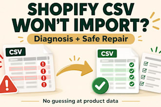 fix shopify CSV import errors and product data issues
