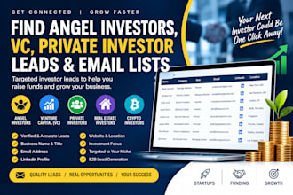 find angel investors, vc, private investor leads and email lists