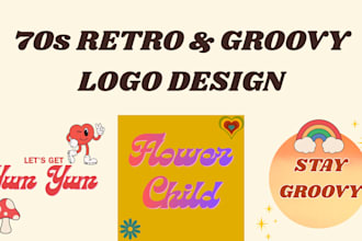 design groovy 70s retro psychedelic logo and typography for your brand