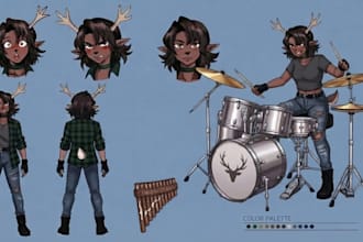 draw furry art, furry oc, fursona, and anthro, reference sheet in anime style
