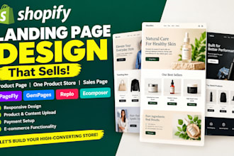 design or clone shopify landing page with pagefly gempages replo ecomposer