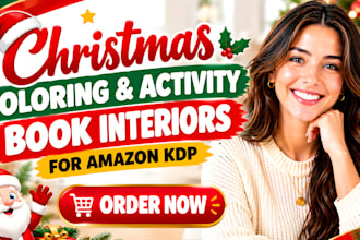 design christmas coloring and activity book interiors for kdp