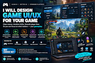 design wireframe UI and interactive menus to streamline prototype playtest