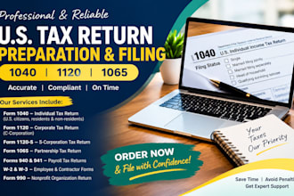 prepare and file us tax return 1040, 1120, 1065