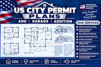 city permit adu, jadu, garage conversion, home addition permit plans