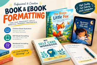 format children book illustration, kdp ebook formatting, workbook formatting