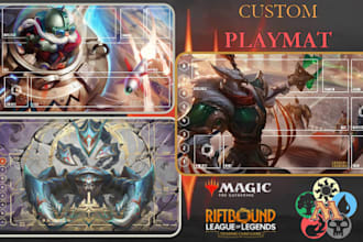 draw custom detailed tcg playmat artwork, one piece playmat design mtg card game