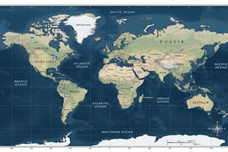 create a custom world map illustration with countries and locations