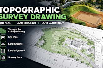 topographic survey drawing, site plan, survey data, land grading, land alignment