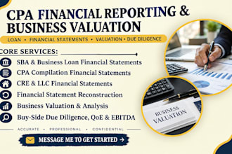prepare CPA cre, llc, compilation financial statements for loans and valuation