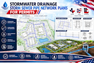 design stormwater drainage storm sewer pipe network plans for permits