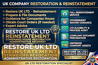 restore dissolved UK ltd company and handle strike off reinstatement