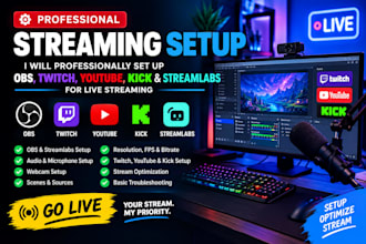 set up obs, twitch, youtube, kick and streamlabs for live streaming
