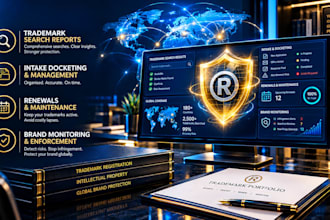 provide trademark search reports, intake docketing renewals and brand monitoring