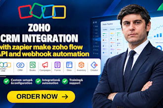do zoho CRM integration with zapier make zoho flow API and webhook automation