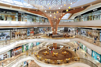 create realistic 3d mall and retail interior design