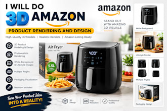 do 3d amazon product rendering and design