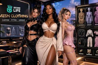 create 3d second life mesh clothing for maitreya legacy reborn avatar bodies