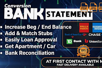 bank statement editable format for loan or apartment approval
