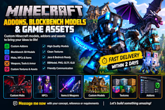 create custom minecraft addons, blockbench models and game assets