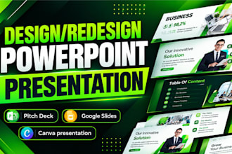 do powerpoint presentation, google slides design and investor pitch deck