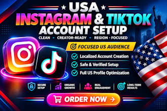 create USA instagram, USA tiktok account, warm up instagram and tiktok account