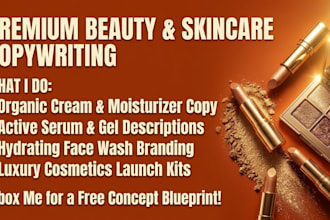 write premium , beauty cosmetics, and skincare product descriptions