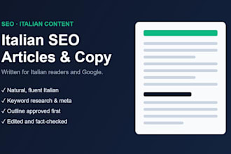 write SEO blog articles and website copy in italian