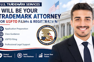 be your trademark attorney for uspto trademark filing and registration