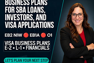 prepare business plans for sba loans, investors, and visa applications