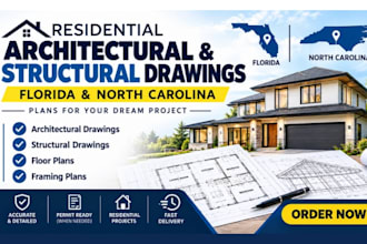 create florida, north carolina residential architectural and structural drawings