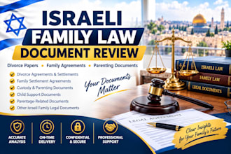 review israeli family law agreements, divorce and parenting documents