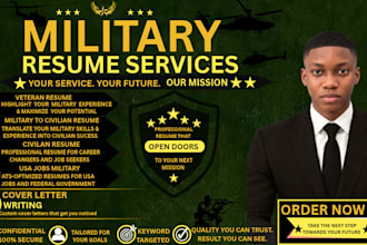 write a professional military resume, CV, and federal resume