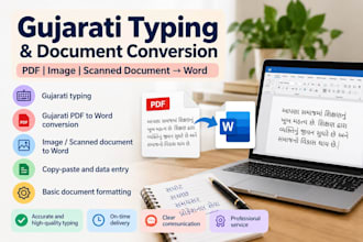 do accurate gujarati typing and gujarati PDF to word conversion