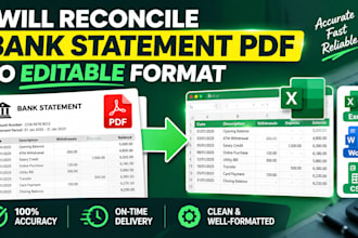 reconcile bank statement PDF to editable format