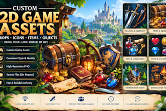 create custom 2d game assets, props, icons and items for your indie game